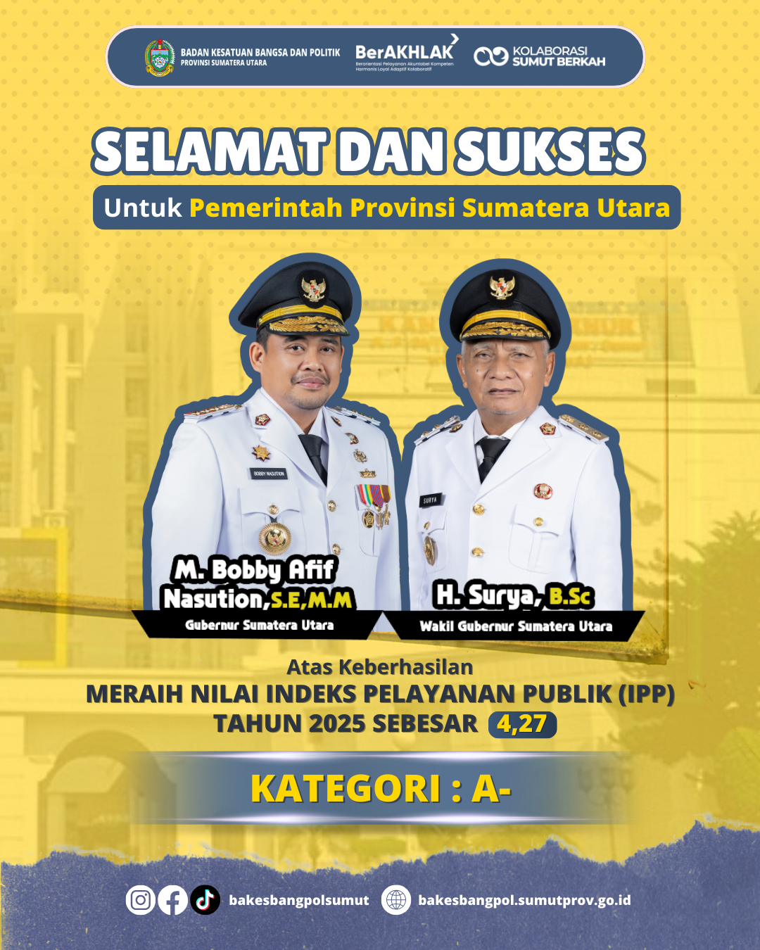 SELAMAT DAN SUKSES ATAS KEBERHASILAN MERAIH NILAI INDEKS PELAYANAN PUBLIK (IPP) TAHUN 2025 SEBESAR 4,27